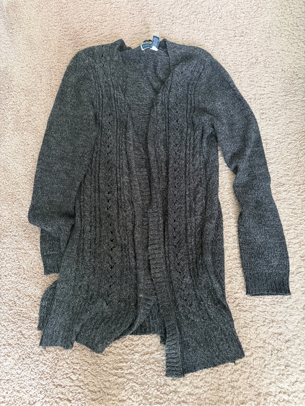 Scott Dark Charcoal Cable Knit Open-Front Cardigan